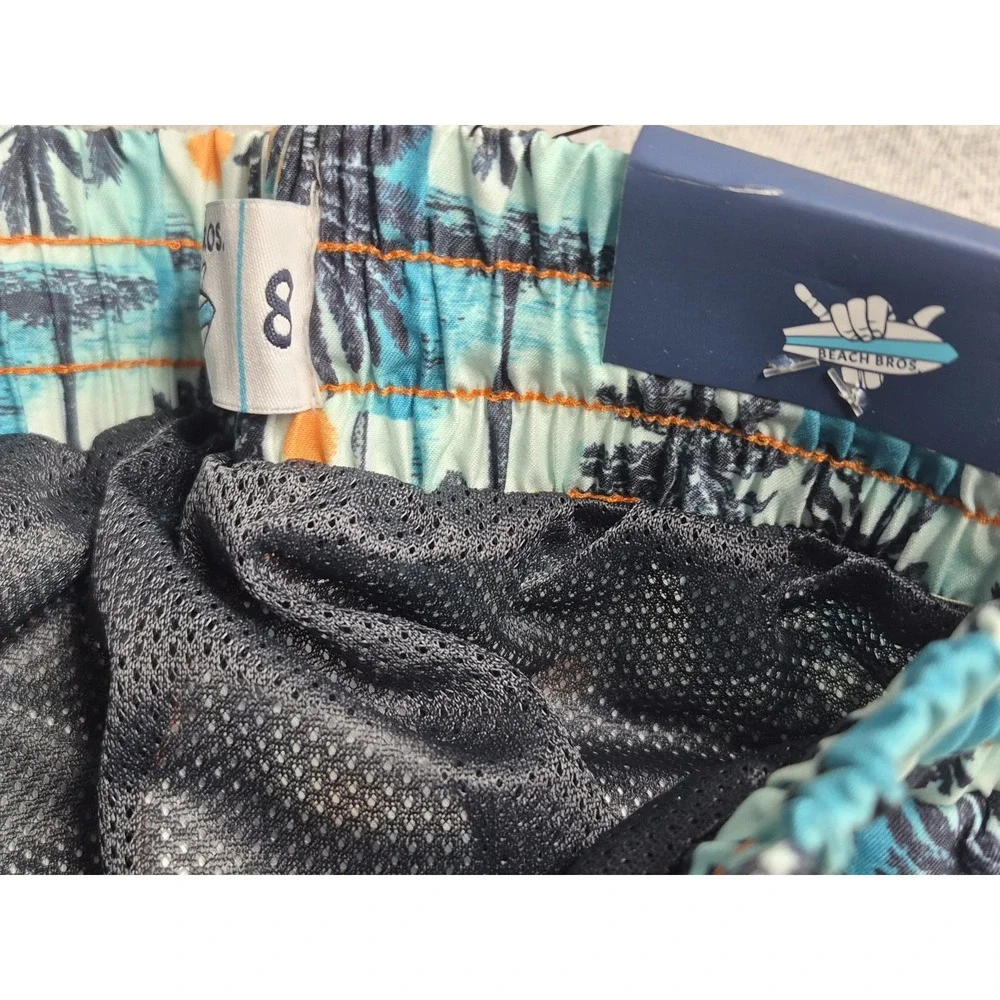 Beach Bros Boys Size 8 Lined UPF Swim Trunks Shorts NEW Tropical Beach Palms